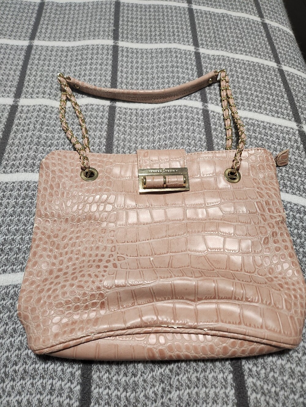 Ivanka Trump Croc-Embossed Tote in Blush